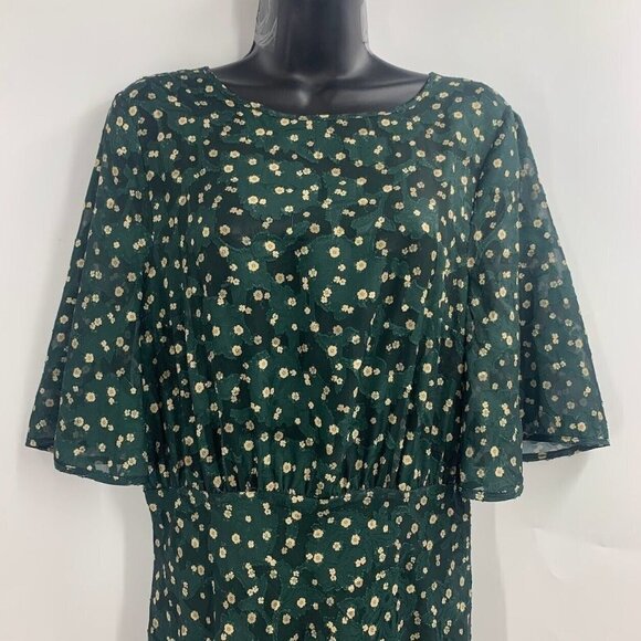 Tularosa Women's Ziggy Hunter Green Floral Midi‎ Dress Size M NWT - Picture 4 of 16